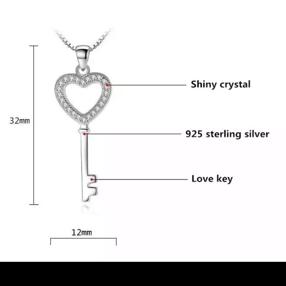 🌟 Sterling Silver 925 CZ Heart Key - Picture 5 of 8